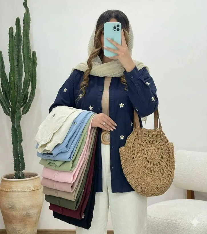 شومیز لینن بابونه فریسایز